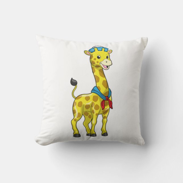 Cojín Decorativo Giraffe como marinero con gorra marinero (Anverso)