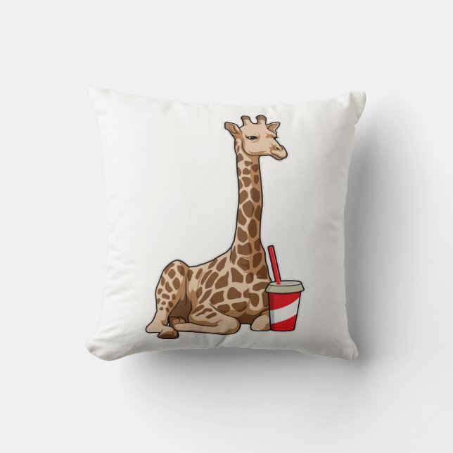 Cojín Decorativo Giraffe con bebida (Anverso)