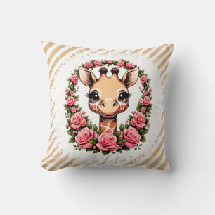 Cojín Decorativo Giraffe de moda con corona floral