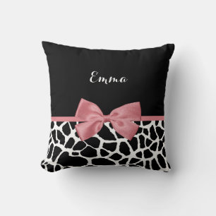 Cojín Decorativo Giraffe de moda Imprimir rosado rosado con nombre