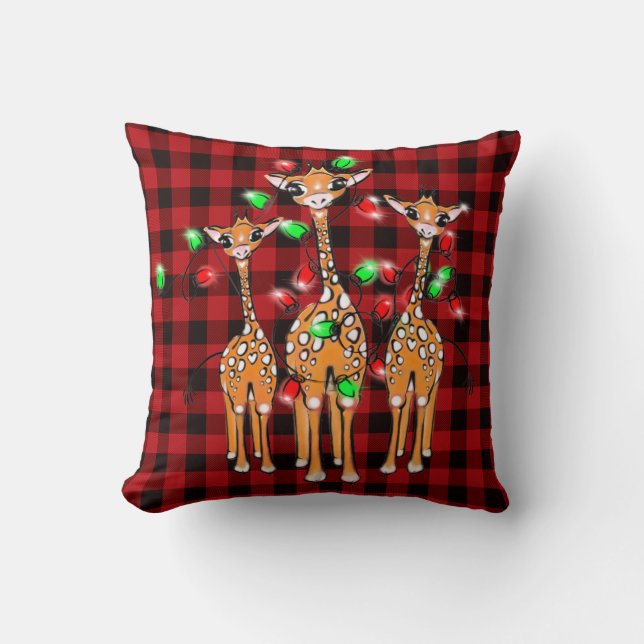Cojín Decorativo Giraffe de vacaciones, luces de manga, manchas (Anverso)