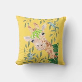 Cojín Decorativo Giraffe floral divertida