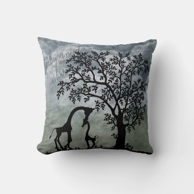 Cojín Decorativo Giraffe Silhouette Madre Bebé Accent Pillow (Anverso)