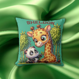 Cojín Decorativo Giraffe y Panda Monogramed Name |