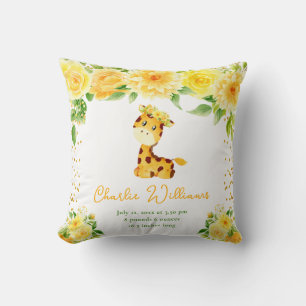 Cojín Decorativo Giraffe Yellow Floral Birth Statistics