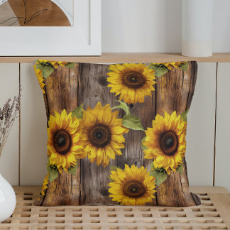 Cojín Decorativo Girasol Acuarela Rústica