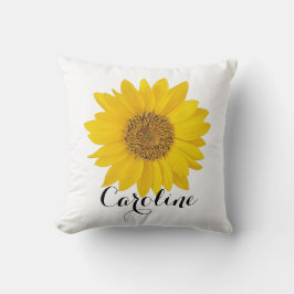 Cojín Decorativo Girasol amarillo con nombre personalizado