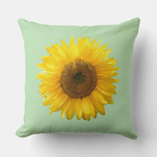 Cojín Decorativo Girasol amarillo moderno en verde limón