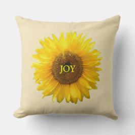 Cojín Decorativo Girasol Amarillo Moderno sobre Beige Champán