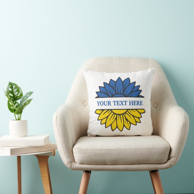 Cojín Decorativo Girasol azul/amarillo. Texto personalizado. ¡Perso (Silla)