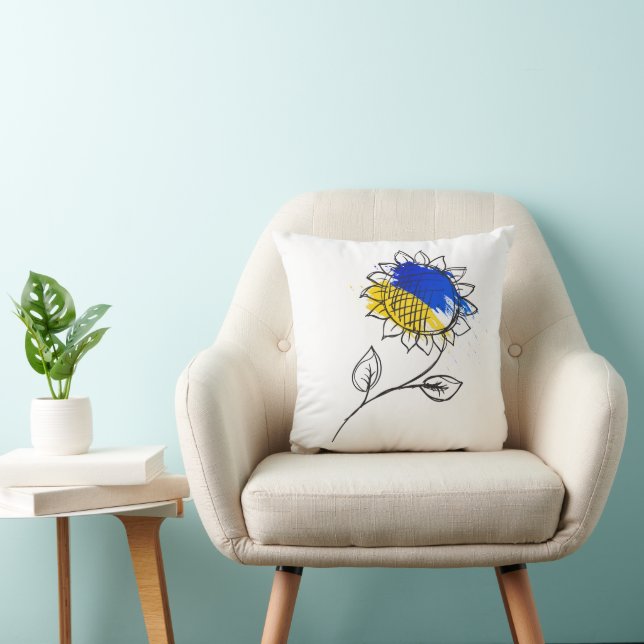 Cojín Decorativo Girasol azul y amarillo al estilo ucraniano (Silla)
