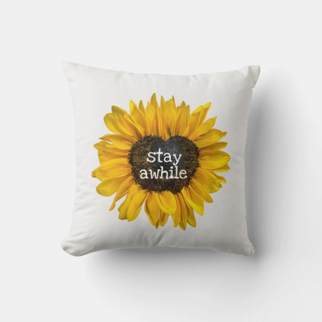 Cojín Decorativo Girasol con centro de corazón (Anverso)