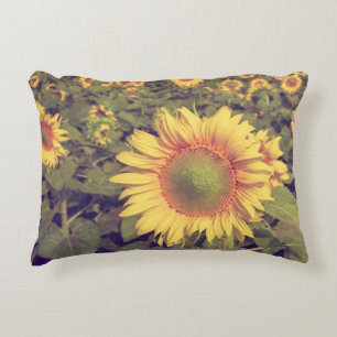 Cojín Decorativo Girasol con efecto filtro estilo retro vintage