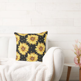Cojín Decorativo Girasol con fondo negro