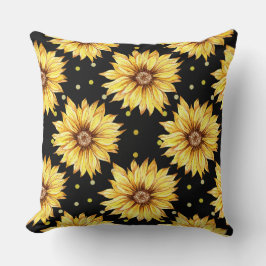 Cojín Decorativo Girasol con fondo negro