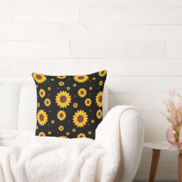 Cojín Decorativo Girasol con fondo negro