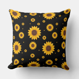 Cojín Decorativo Girasol con fondo negro