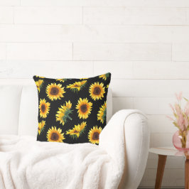 Cojín Decorativo Girasol con fondo negro