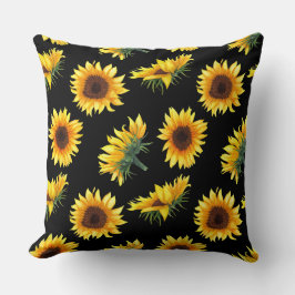 Cojín Decorativo Girasol con fondo negro