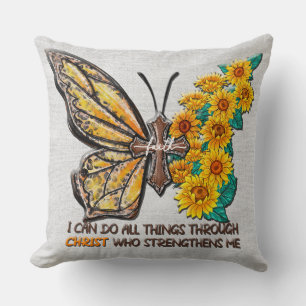 Cojín Decorativo Girasol/cruz/mariposa inspiradora