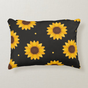 Cojín Decorativo Girasol de Fondo Negro - Granja Moderna Estilo Cas