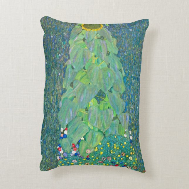 Cojín Decorativo Girasol de Klimt, flores antiguas Art Nouveau (Atrás (Vertical))
