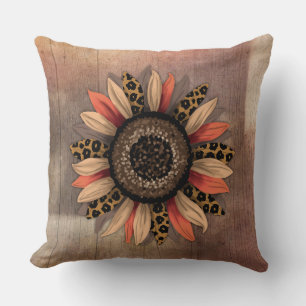 Cojín Decorativo Girasol de Otoño en Madera Rústica de Casa de Camp