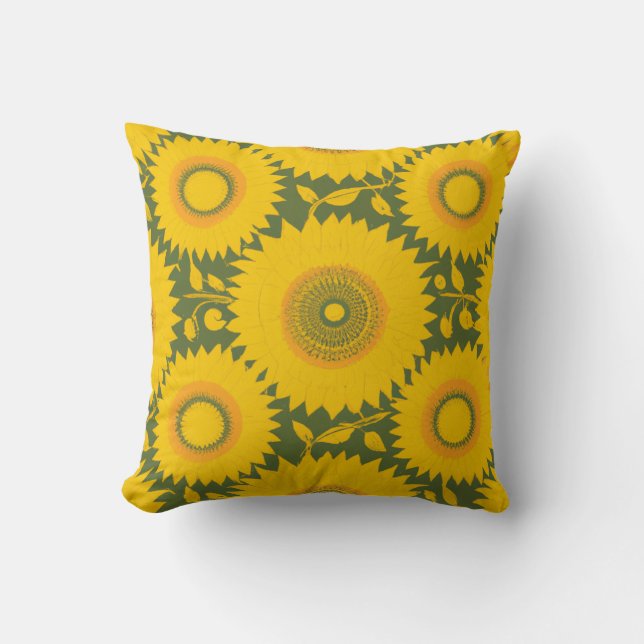 Cojín Decorativo Girasol - Diseño floral amarillo (Anverso)