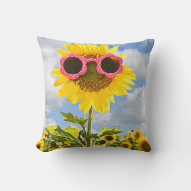 Cojín Decorativo girasol en gafas de sol (Anverso)