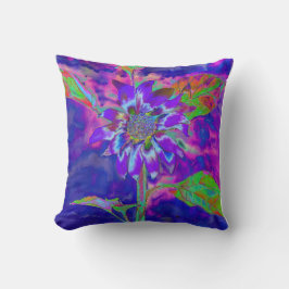 Cojín Decorativo Girasol púrpura azul abstracto | funky retro