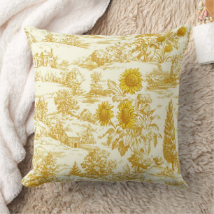 Cojín Decorativo Girasol Rústico Toile Campestre en Tonos Cálidos