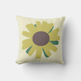 Cojín Decorativo Girasol Simple Flor Marrón Verde Amarillo 