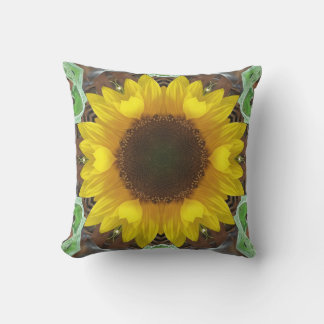 Cojín Decorativo Girasol único con hojas de menta