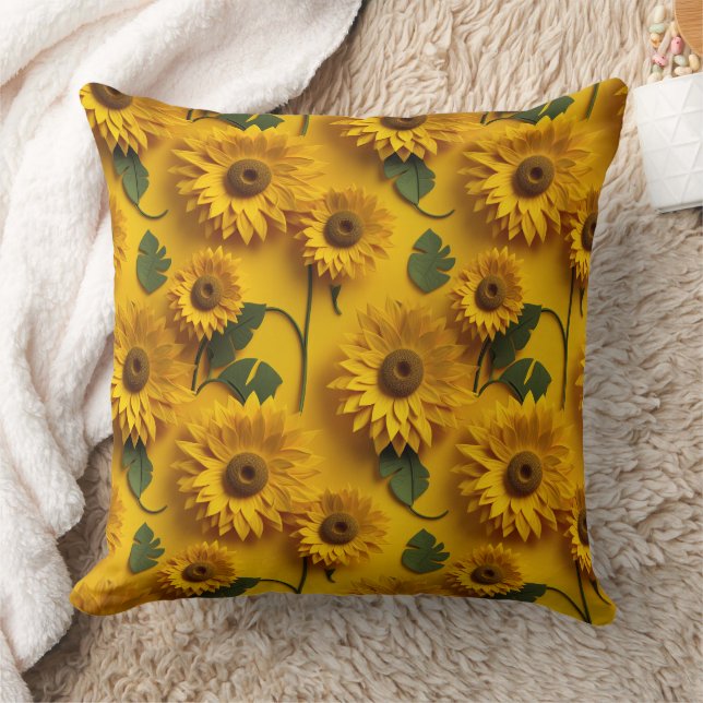 Cojín Decorativo girasoles 3d (Manta)