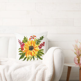 Cojín Decorativo Girasoles Acuarela Bonitos Modernos Lindos