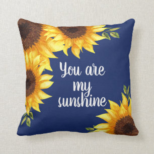 Cojín Decorativo Girasoles Azul Marino Chic Eres Mi Sol