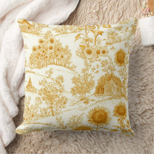 Cojín Decorativo Girasoles Campo Vintage Toile Amarillo