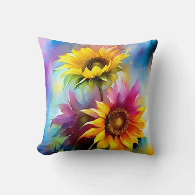 Cojín Decorativo Girasoles Coloridos (Anverso)