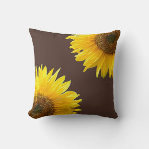 Cojín Decorativo Girasoles Elegantes sobre Marrón