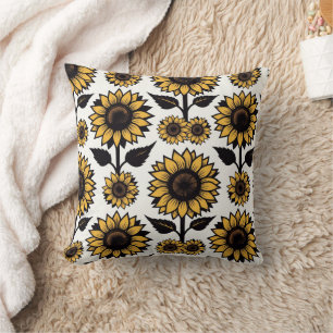 Cojín Decorativo Girasoles gráficos en negrita en amarillo y negro