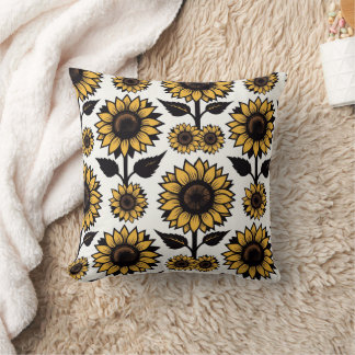 Cojín Decorativo Girasoles gráficos en negrita en amarillo y negro