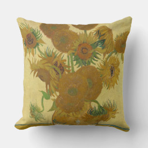 Cojín Decorativo Girasoles, pintura al óleo de naturaleza muerta, V