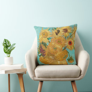 Cojín Decorativo Girasoles, pintura de naturaleza muerta postimpres