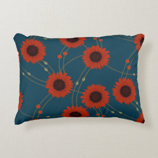 Cojín Decorativo Girasoles rojos florales retro al azar Art Nouveau