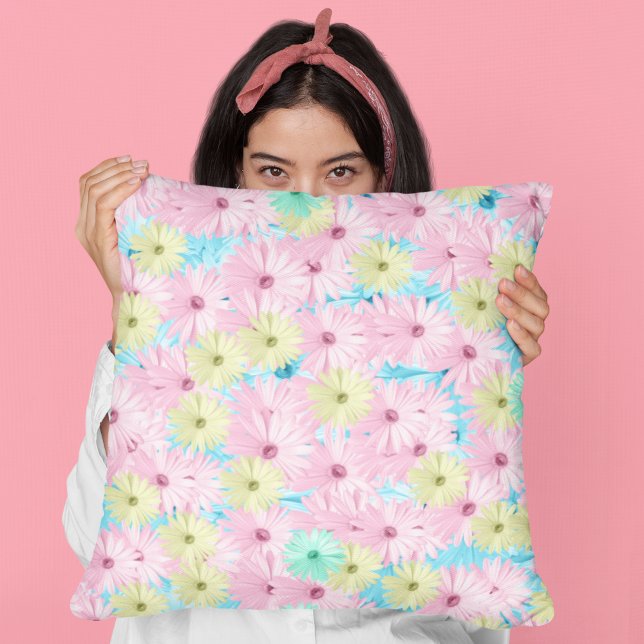 Cojín Decorativo girasoles rosados giratorios y soñadores (FLORAL DREAMY THROW PILLOW)