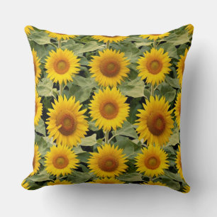 Cojín Decorativo Girasoles Veraniegos Vibrantes Patrón Continuo con
