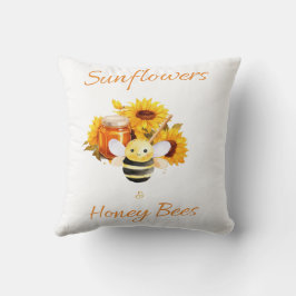 Cojín Decorativo "girasoles y abejas melíferas"