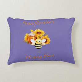 Cojín Decorativo "girasoles y abejas melíferas"