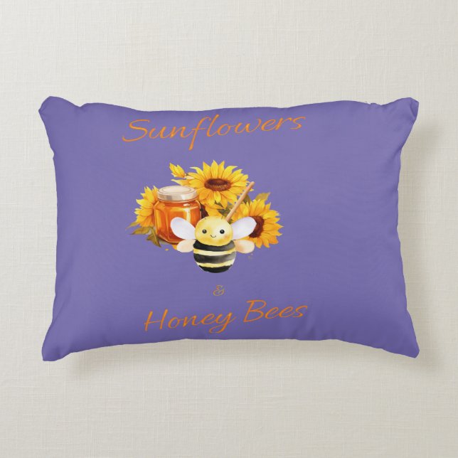 Cojín Decorativo "girasoles y abejas melíferas" (Anverso)