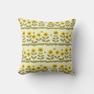 Cojín Decorativo Girasoles y abejas sin fisuras